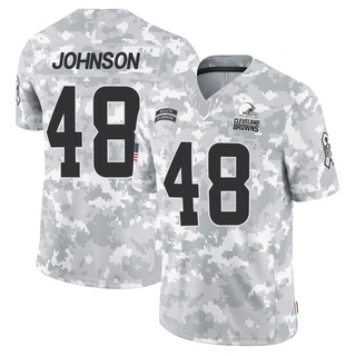 Limited Caleb Johnson Youth Cleveland Browns 2024 Salute to Service Jersey - Arctic Camo